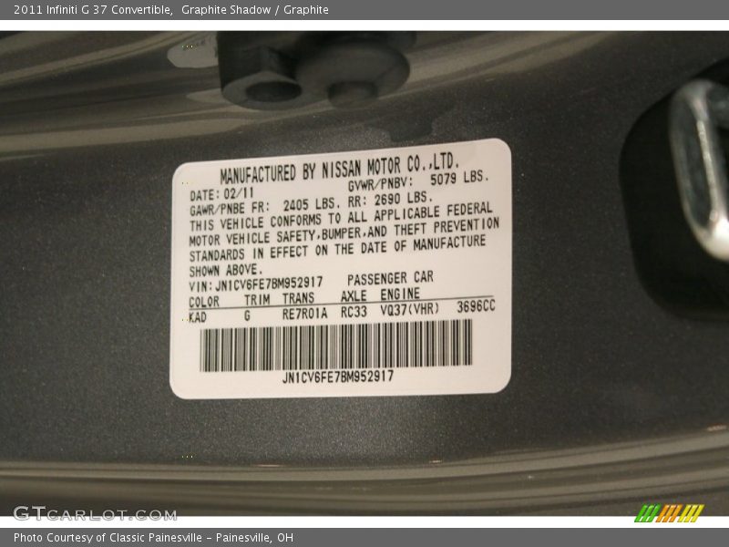 Graphite Shadow / Graphite 2011 Infiniti G 37 Convertible