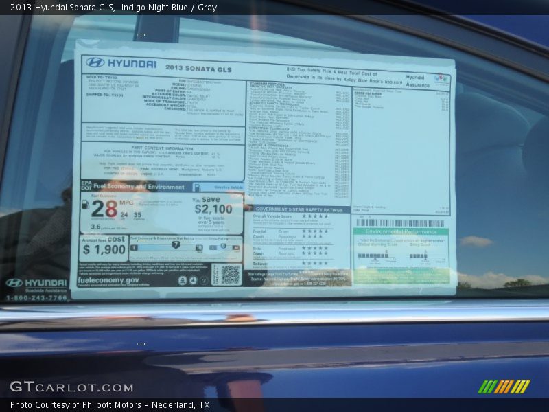 Indigo Night Blue / Gray 2013 Hyundai Sonata GLS