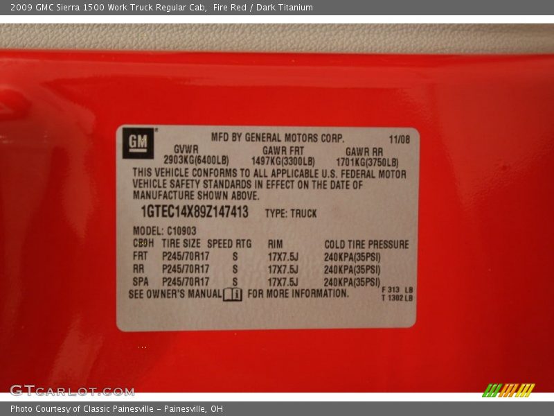 Fire Red / Dark Titanium 2009 GMC Sierra 1500 Work Truck Regular Cab