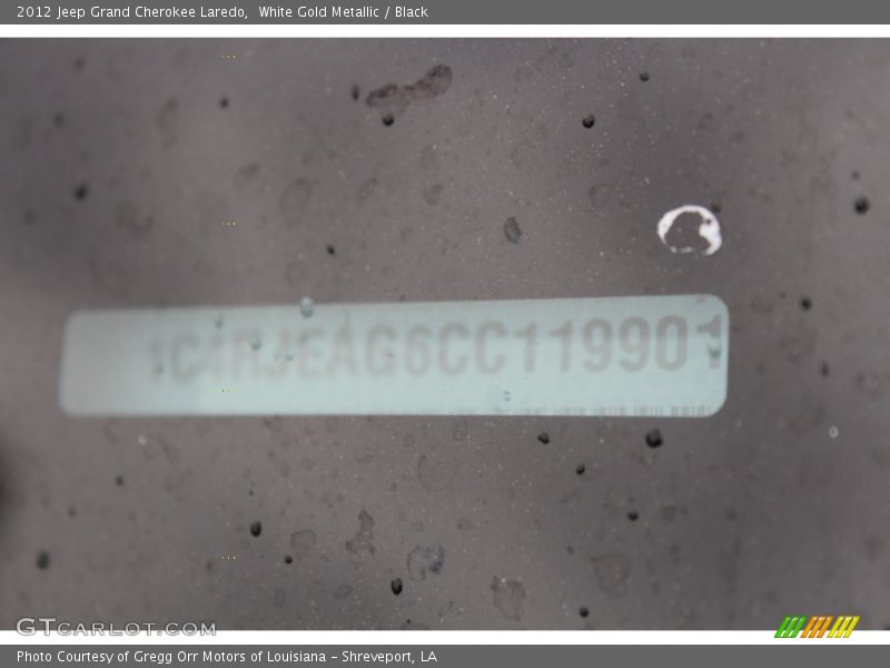 White Gold Metallic / Black 2012 Jeep Grand Cherokee Laredo