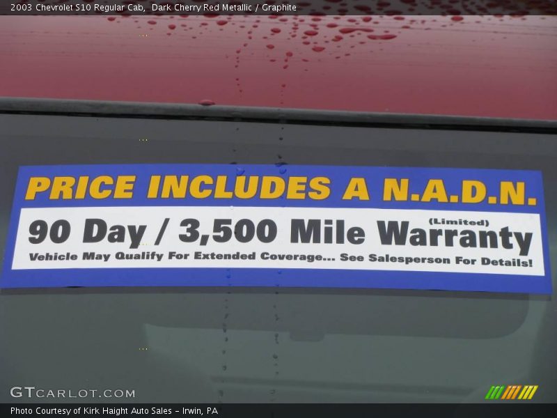 Dark Cherry Red Metallic / Graphite 2003 Chevrolet S10 Regular Cab