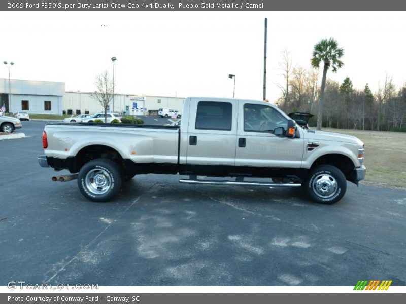 Pueblo Gold Metallic / Camel 2009 Ford F350 Super Duty Lariat Crew Cab 4x4 Dually