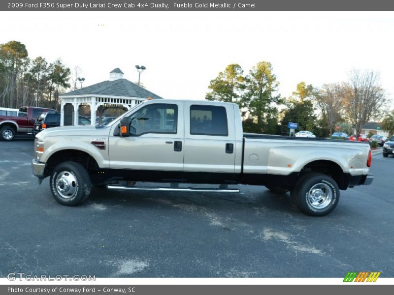 Pueblo Gold Metallic / Camel 2009 Ford F350 Super Duty Lariat Crew Cab 4x4 Dually