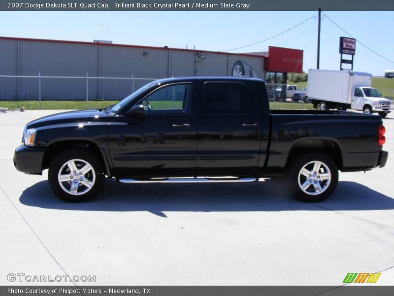 Brilliant Black Crystal Pearl / Medium Slate Gray 2007 Dodge Dakota SLT Quad Cab