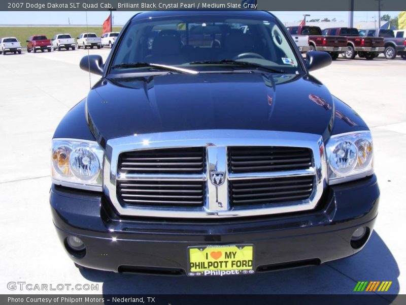 Brilliant Black Crystal Pearl / Medium Slate Gray 2007 Dodge Dakota SLT Quad Cab