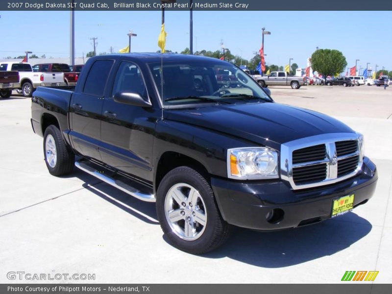 Brilliant Black Crystal Pearl / Medium Slate Gray 2007 Dodge Dakota SLT Quad Cab