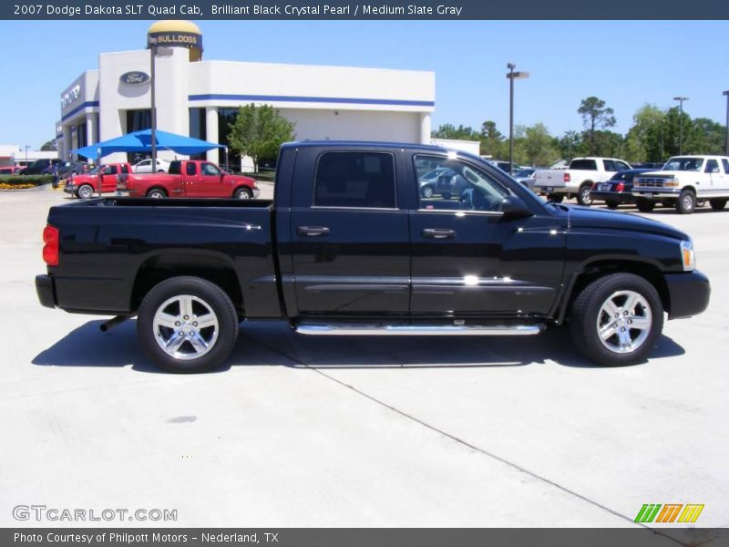 Brilliant Black Crystal Pearl / Medium Slate Gray 2007 Dodge Dakota SLT Quad Cab