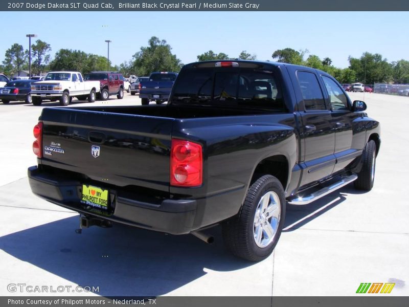 Brilliant Black Crystal Pearl / Medium Slate Gray 2007 Dodge Dakota SLT Quad Cab