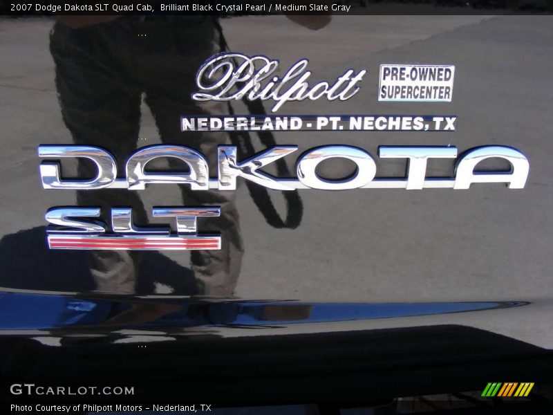 Brilliant Black Crystal Pearl / Medium Slate Gray 2007 Dodge Dakota SLT Quad Cab