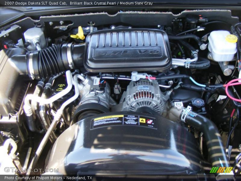 Brilliant Black Crystal Pearl / Medium Slate Gray 2007 Dodge Dakota SLT Quad Cab