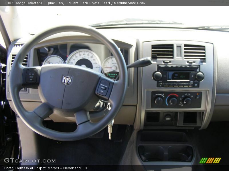 Brilliant Black Crystal Pearl / Medium Slate Gray 2007 Dodge Dakota SLT Quad Cab