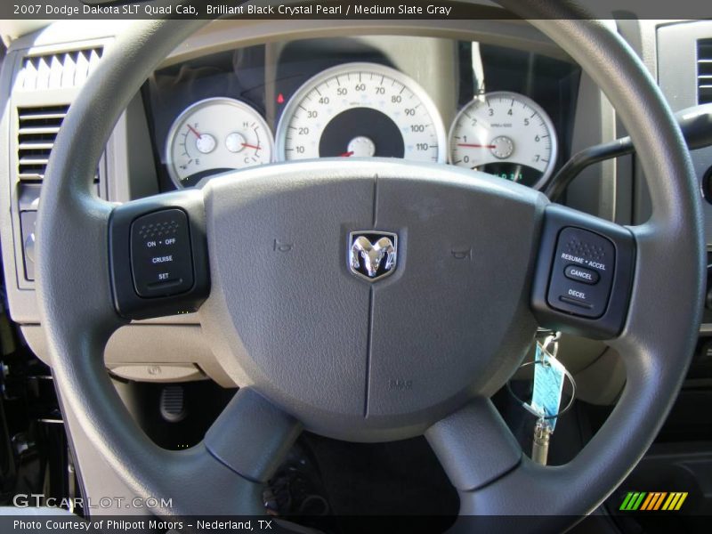 Brilliant Black Crystal Pearl / Medium Slate Gray 2007 Dodge Dakota SLT Quad Cab