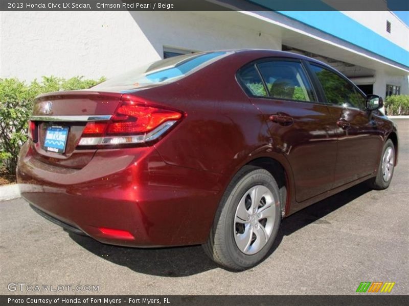 Crimson Red Pearl / Beige 2013 Honda Civic LX Sedan