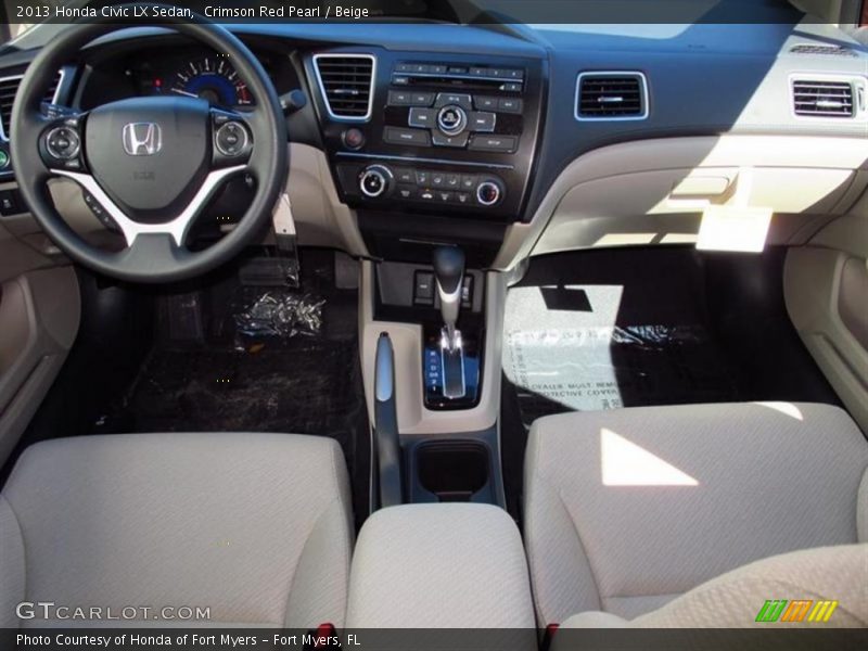 Crimson Red Pearl / Beige 2013 Honda Civic LX Sedan