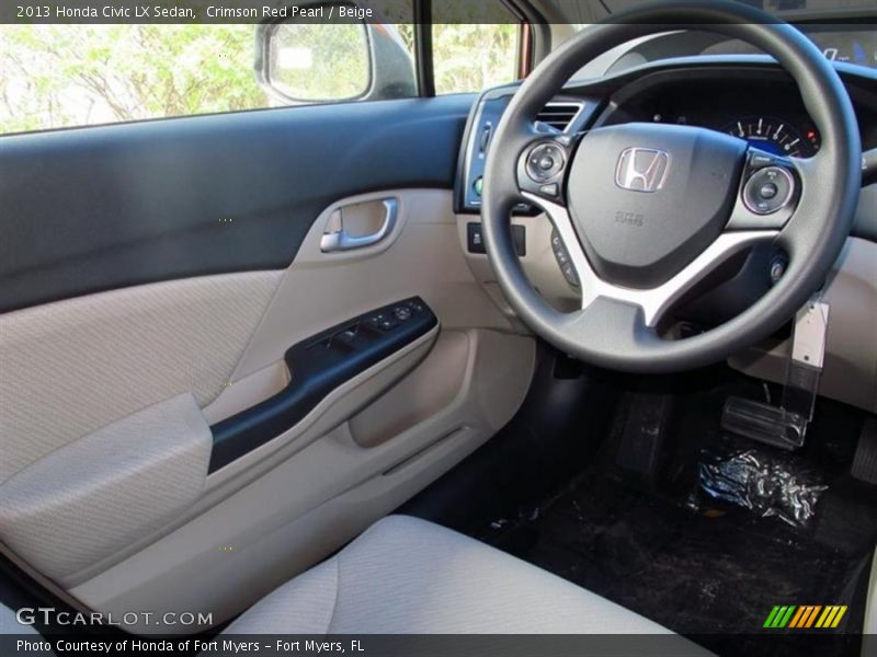 Crimson Red Pearl / Beige 2013 Honda Civic LX Sedan