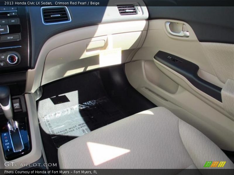 Crimson Red Pearl / Beige 2013 Honda Civic LX Sedan