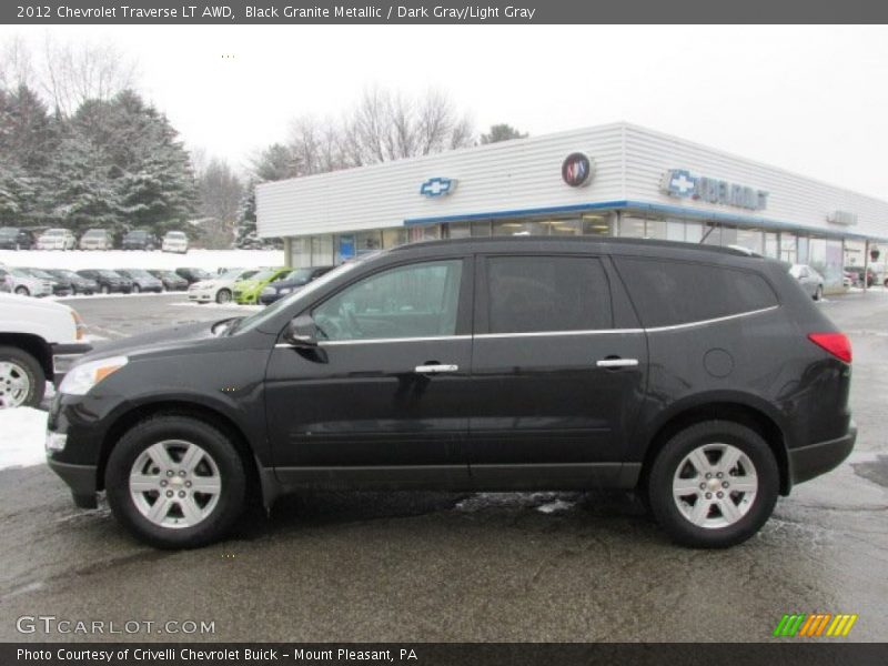 Black Granite Metallic / Dark Gray/Light Gray 2012 Chevrolet Traverse LT AWD