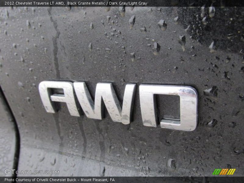Black Granite Metallic / Dark Gray/Light Gray 2012 Chevrolet Traverse LT AWD