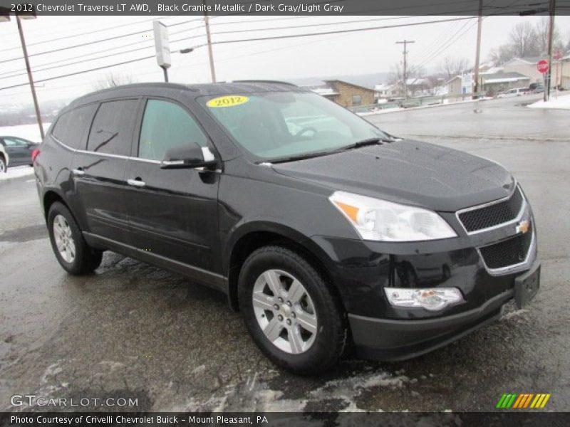 Black Granite Metallic / Dark Gray/Light Gray 2012 Chevrolet Traverse LT AWD