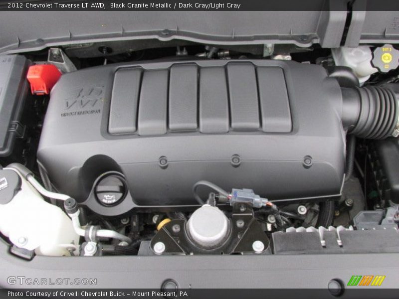 Black Granite Metallic / Dark Gray/Light Gray 2012 Chevrolet Traverse LT AWD