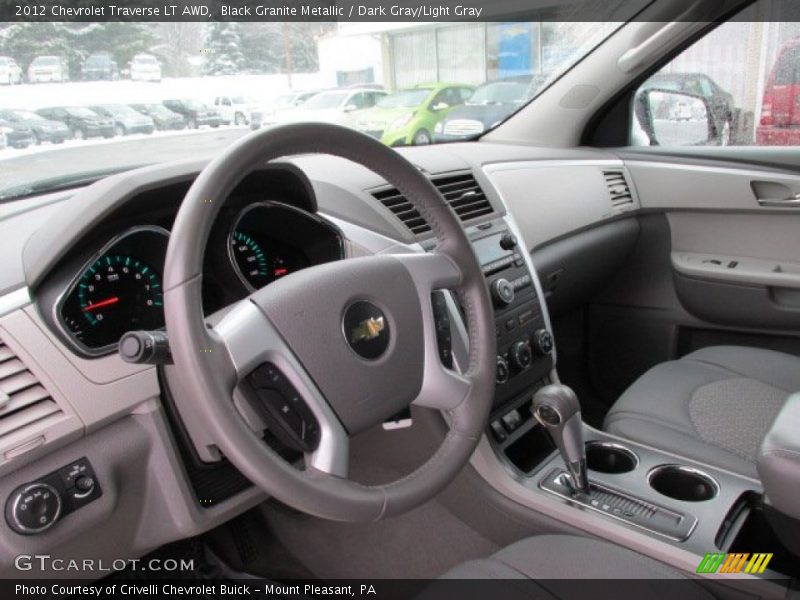 Black Granite Metallic / Dark Gray/Light Gray 2012 Chevrolet Traverse LT AWD