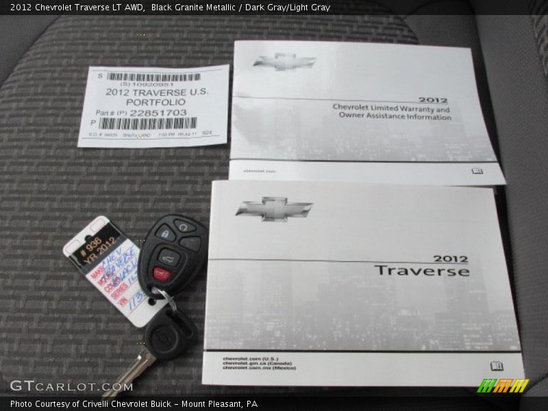 Black Granite Metallic / Dark Gray/Light Gray 2012 Chevrolet Traverse LT AWD