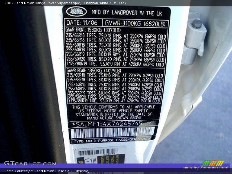 Chawton White / Jet Black 2007 Land Rover Range Rover Supercharged