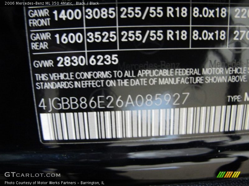 Black / Black 2006 Mercedes-Benz ML 350 4Matic