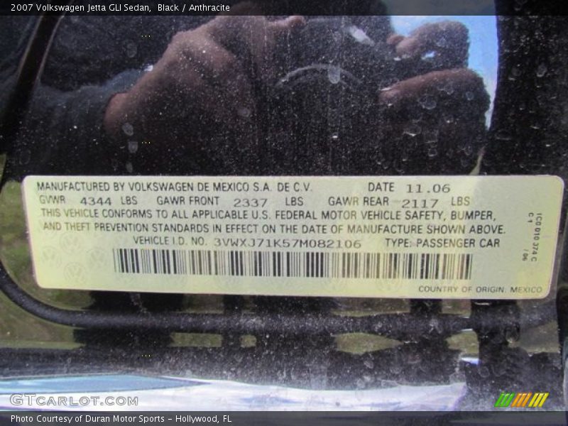Black / Anthracite 2007 Volkswagen Jetta GLI Sedan