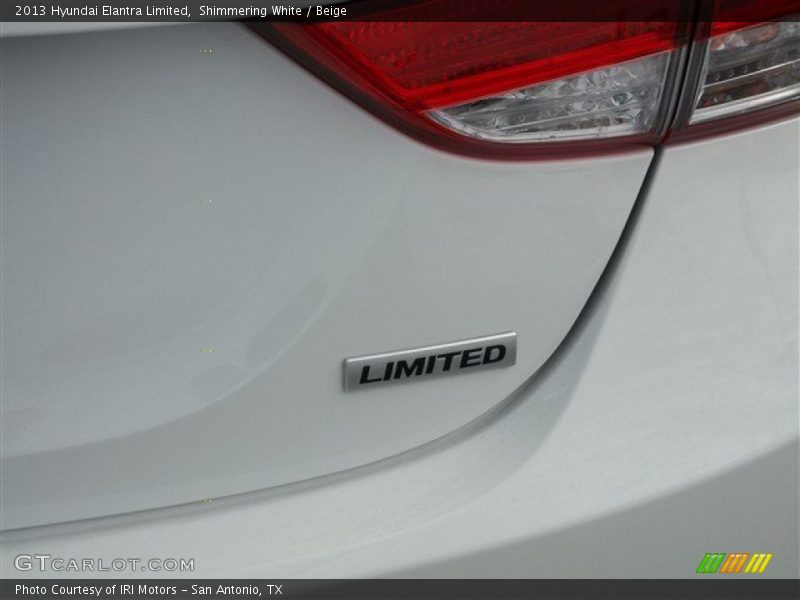 Shimmering White / Beige 2013 Hyundai Elantra Limited