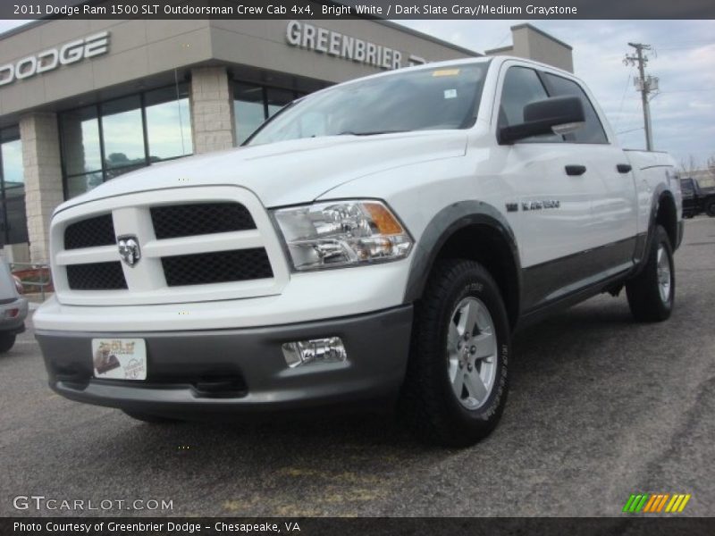 Bright White / Dark Slate Gray/Medium Graystone 2011 Dodge Ram 1500 SLT Outdoorsman Crew Cab 4x4
