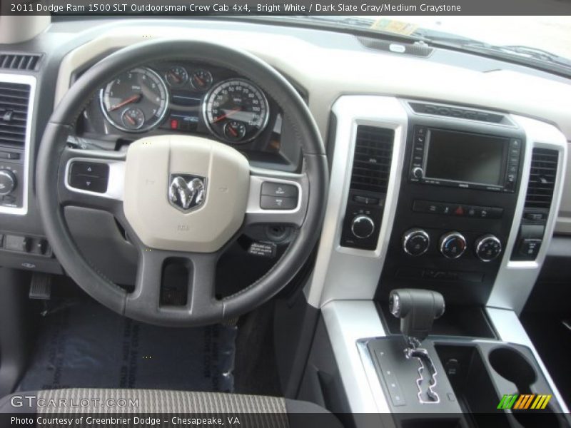 Bright White / Dark Slate Gray/Medium Graystone 2011 Dodge Ram 1500 SLT Outdoorsman Crew Cab 4x4