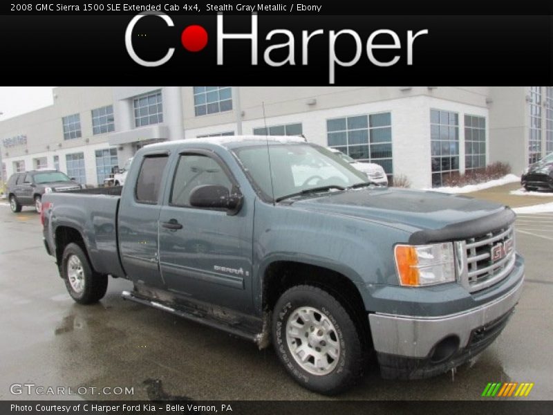 Stealth Gray Metallic / Ebony 2008 GMC Sierra 1500 SLE Extended Cab 4x4