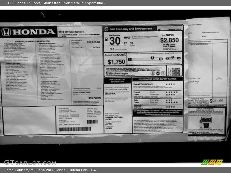 Alabaster Silver Metallic / Sport Black 2013 Honda Fit Sport