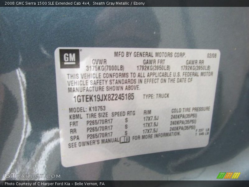 Stealth Gray Metallic / Ebony 2008 GMC Sierra 1500 SLE Extended Cab 4x4