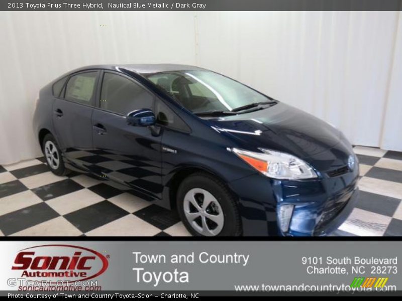 Nautical Blue Metallic / Dark Gray 2013 Toyota Prius Three Hybrid