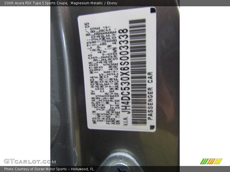 Magnesium Metallic / Ebony 2006 Acura RSX Type S Sports Coupe