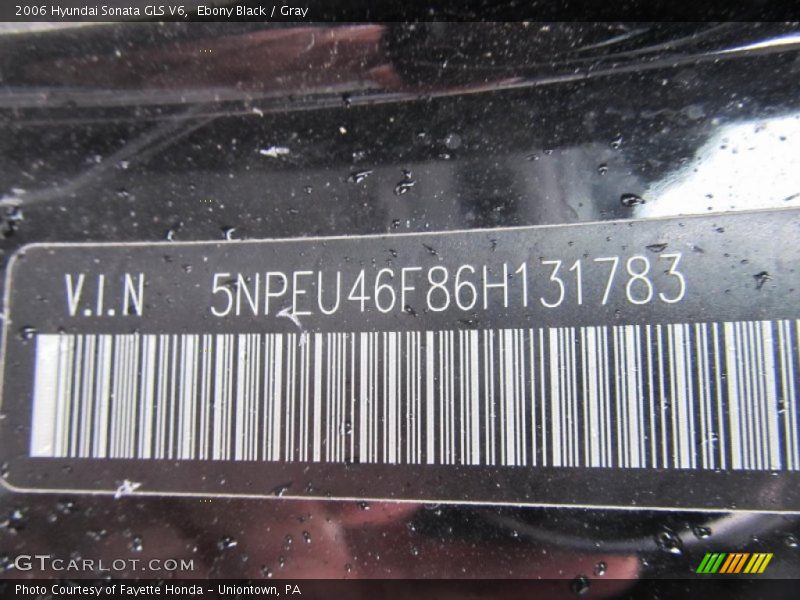 Ebony Black / Gray 2006 Hyundai Sonata GLS V6