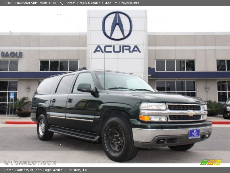 Forest Green Metallic / Medium Gray/Neutral 2002 Chevrolet Suburban 1500 LS