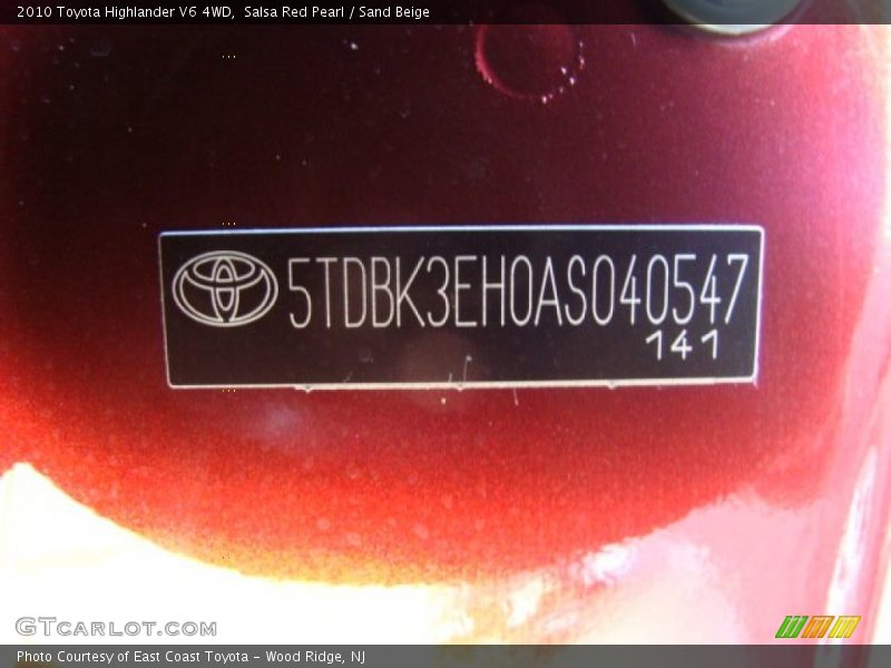Salsa Red Pearl / Sand Beige 2010 Toyota Highlander V6 4WD
