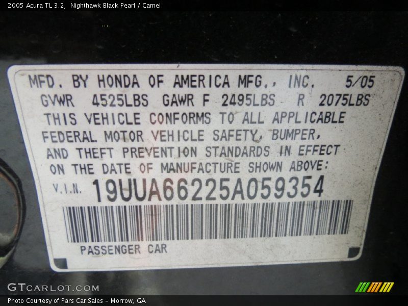 Nighthawk Black Pearl / Camel 2005 Acura TL 3.2