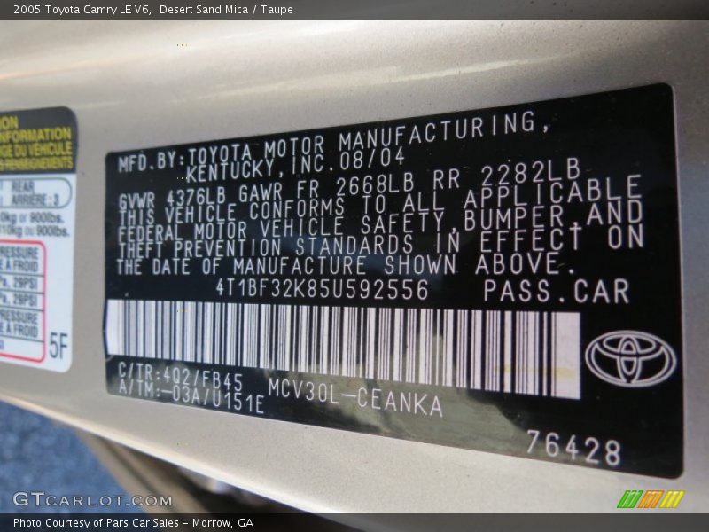 Desert Sand Mica / Taupe 2005 Toyota Camry LE V6