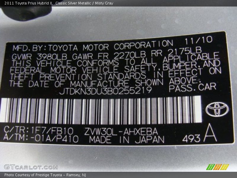 Classic Silver Metallic / Misty Gray 2011 Toyota Prius Hybrid II