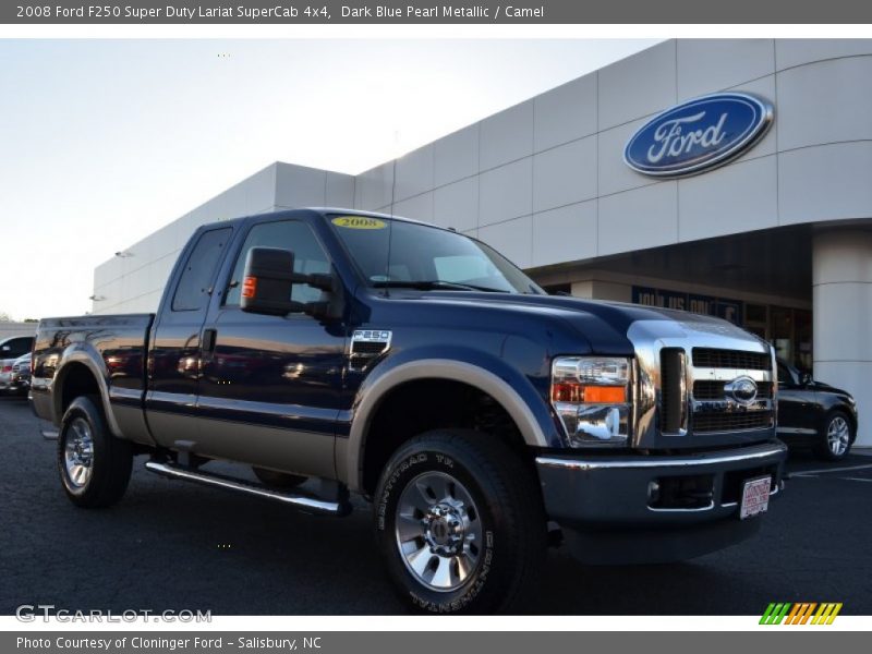 Dark Blue Pearl Metallic / Camel 2008 Ford F250 Super Duty Lariat SuperCab 4x4