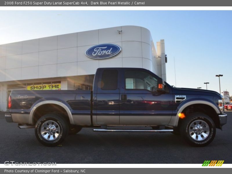 Dark Blue Pearl Metallic / Camel 2008 Ford F250 Super Duty Lariat SuperCab 4x4