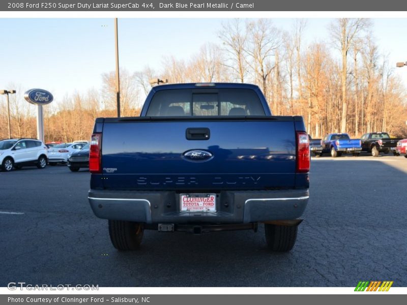 Dark Blue Pearl Metallic / Camel 2008 Ford F250 Super Duty Lariat SuperCab 4x4