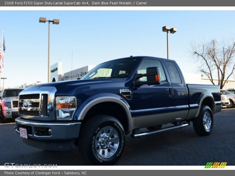 Dark Blue Pearl Metallic / Camel 2008 Ford F250 Super Duty Lariat SuperCab 4x4