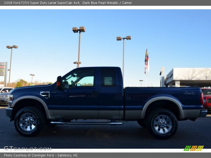 Dark Blue Pearl Metallic / Camel 2008 Ford F250 Super Duty Lariat SuperCab 4x4