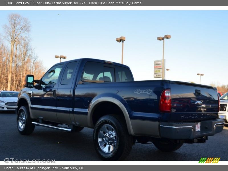Dark Blue Pearl Metallic / Camel 2008 Ford F250 Super Duty Lariat SuperCab 4x4