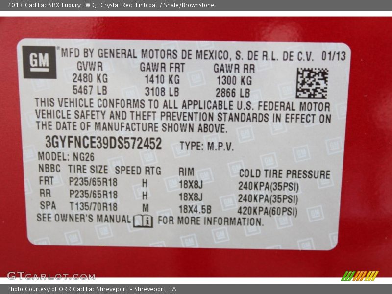 Crystal Red Tintcoat / Shale/Brownstone 2013 Cadillac SRX Luxury FWD